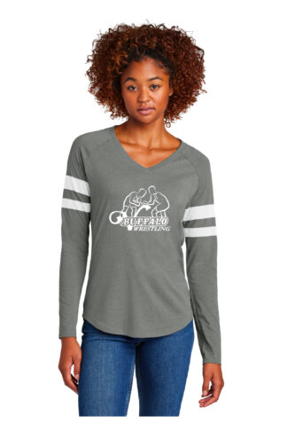 Sport-Tek® Ladies Halftime Stripe Long Sleeve V-Neck Tee