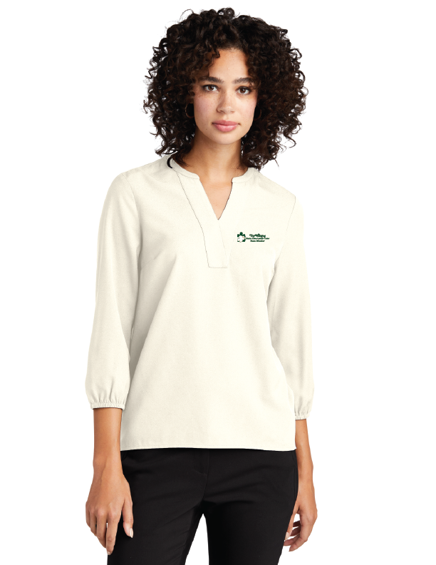 Mercer+Mettle® Women's Stretch Crepe 3/4-Sleeve Blouse - Image 2