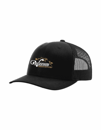 Richardson Solid Black 6-Panel Trucker Cap (112)