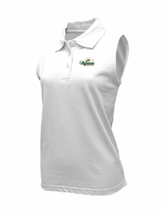Ladies White Cotton Blend Sleeveless Polo (981L)